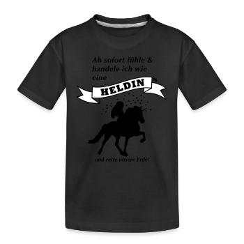 gedankenswert Islandpferd Heldin Einhorn Produkte - Kinder Premium Bio T-Shirt - Schwarz - Vorne