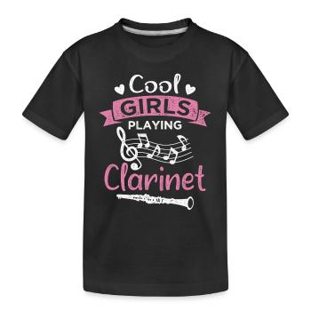 Cool girls play clarinet - Kids' Premium Organic T-Shirt - black - Front