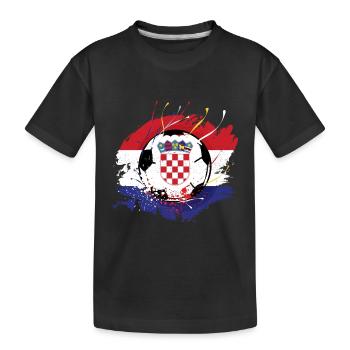 Kroatischer Fußball Kroatien Fahne Grunge Futbol - Kinder Premium Bio T-Shirt - Schwarz - Vorne