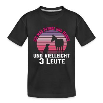 Ich Mag Pferde Und Hunde Und Vielleicht 3 Leute - Kinder Premium Bio T-Shirt - Schwarz - Vorne