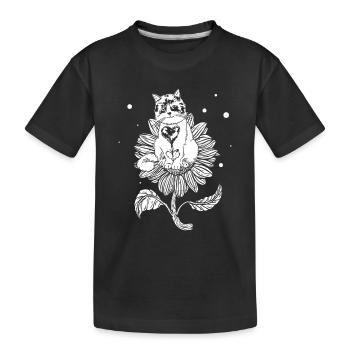 Cat Sunflower - Cute Cat Lover House Cat Owner - Kinder Premium Bio T-Shirt - Schwarz - Vorne