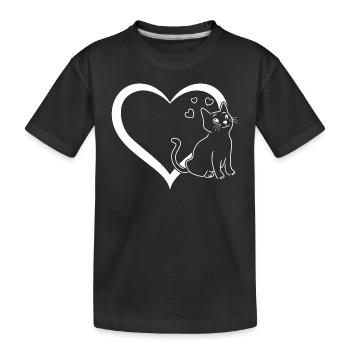 Katzenliebhaber - Katzenherz Katzenbesitzer - Kinder Premium Bio T-Shirt - Schwarz - Vorne