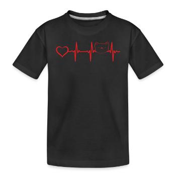 Cat Heartbeat Cat Lovers Cat Owner - Kids' Premium Organic T-Shirt - black - Front