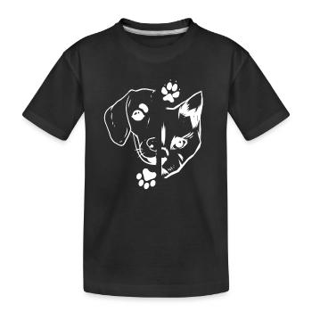 Katzenpfote Katzenliebhaber - Hund & Katze - Kinder Premium Bio T-Shirt - Schwarz - Vorne