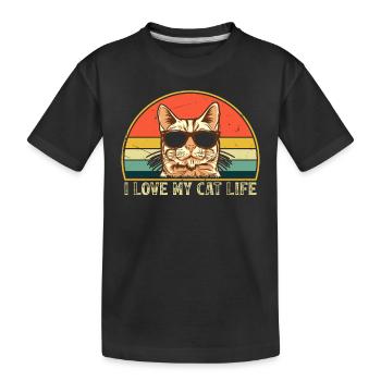 Drôle de propriétaire de chat - J’aime ma vie de chat - T-shirt bio Premium Enfant - noir - Devant