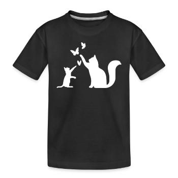 Chats avec papillons - Chats propriétaires de chats - T-shirt bio Premium Enfant - noir - Devant