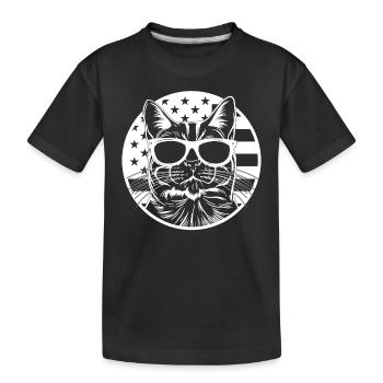 Chat avec drapeau de l’Amérique I Drôle d’amoureux des chats - T-shirt bio Premium Enfant - noir - Devant