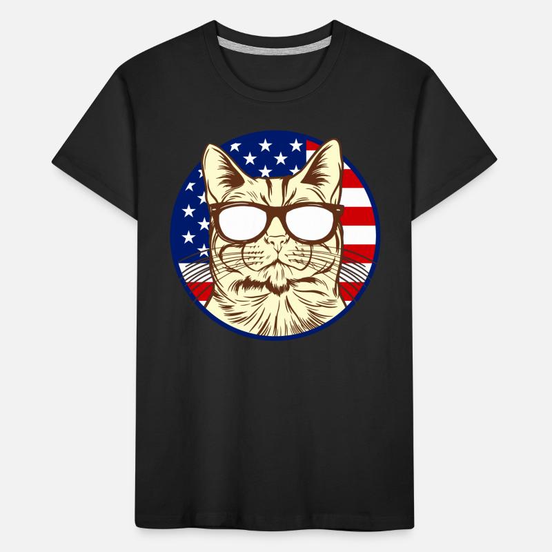 Cat with America flag I cat lover ameri Kids' Premium Organic T-Shirt