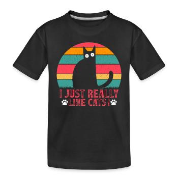 Cat Lover Funny Cat Owner I just like cats - Kids' Premium Organic T-Shirt - black - Front