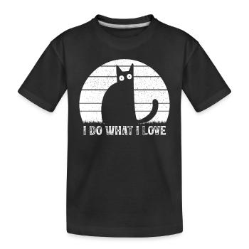 Katzenliebhaber Lustige Katze Meme Ich tue was ich - Kinder Premium Bio T-Shirt - Schwarz - Vorne