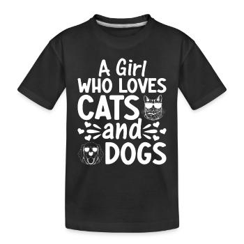 Amoureux des chiens Fille Amoureux des chats I a - T-shirt bio Premium Enfant - noir - Devant