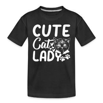 Niedliche Katzendame Niedliche Katzenliebhaberin K - Kinder Premium Bio T-Shirt - Schwarz - Vorne