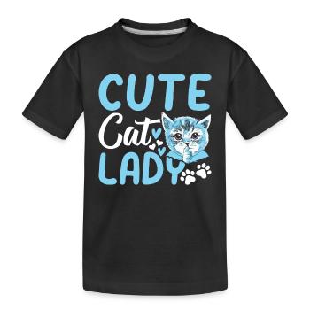 Niedliche Katzendame Katzenbesitzerin Niedliche Ka - Kinder Premium Bio T-Shirt - Schwarz - Vorne