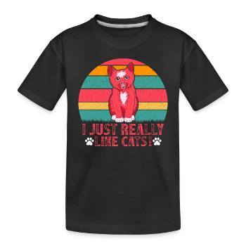 Cat lovers Cat owner I like cats - Kids' Premium Organic T-Shirt - black - Front