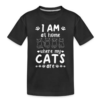 Propriétaire de chat Je suis à la maison où mes chats s - T-shirt bio Premium Enfant - noir - Devant