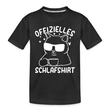 Katzen Schlafshirt Süße Katze I Offizielles Schlaf - Kinder Premium Bio T-Shirt - Schwarz - Vorne