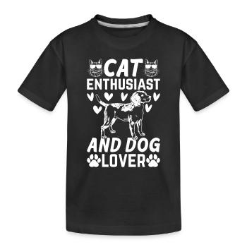 Cat lovers and dog lovers - Kids' Premium Organic T-Shirt - black - Front