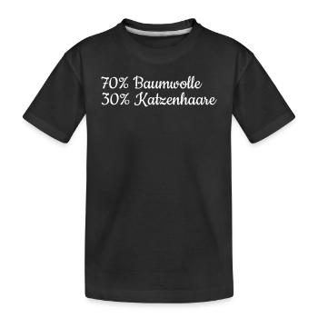 Katzenbesitzer 70% Baumwolle 30% Katzenhaare - Kinder Premium Bio T-Shirt - Schwarz - Vorne