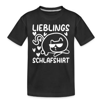 Katzen Schlafshirt Lieblings Schlafshirt Katzenbes - Kinder Premium Bio T-Shirt - Schwarz - Vorne