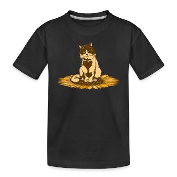 Cat Sunflower I Cute Cat Owner I Son - Kids' Premium Organic T-Shirt - black - Front