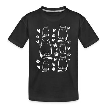 Katzenliebhaber Lustige Katzen Herzen Pfoten Katze - Kinder Premium Bio T-Shirt - Schwarz - Vorne
