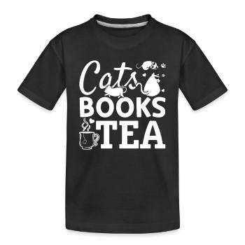 Katzen Bücher Tee I Katzenliebhaber Buch Lesen Buc - Kinder Premium Bio T-Shirt - Schwarz - Vorne