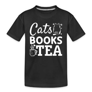 Katzen Bücher Tee I Buch Lesen Katzenliebhaber Buc - Kinder Premium Bio T-Shirt - Schwarz - Vorne