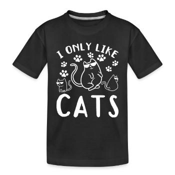 Cat owner Cute cat lover I like - Kids' Premium Organic T-Shirt - black - Front