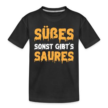 Halloween Süßes Sonst Gibt's Saures I Halloween - Kinder Premium Bio T-Shirt - Schwarz - Vorne