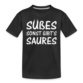 Halloween I Süßes Sonst Gibt's Saures I Halloween - Kinder Premium Bio T-Shirt - Schwarz - Vorne
