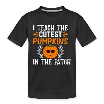 Professeur d’école J’enseigne les citrouilles les plus mignonnes - T-shirt bio Premium Enfant - noir - Devant