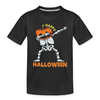 Happy Halloween Skeleton Pumpkin Halloween Dabbing - Kinder Premium Bio T-Shirt - Schwarz - Vorne
