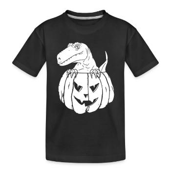 Halloween Pumpkin Dinosaur - Funny Pumpkin Dino - Kinder Premium Bio T-Shirt - Schwarz - Vorne