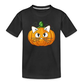 Halloween Pumpkin Cat I Funny Halloween Pumpkin Ca - Kids' Premium Organic T-Shirt - black - Front