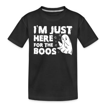 Drôle de fantôme d’Halloween - Je suis juste là pour les huées - T-shirt bio Premium Enfant - noir - Devant