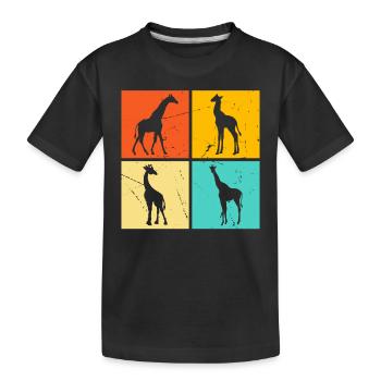 Giraffe Retro Giraffes Sunset Giraffe Lover - Retr - Kinder Premium Bio T-Shirt - Schwarz - Vorne