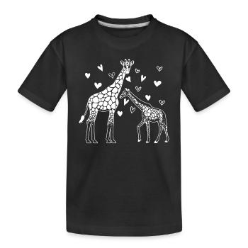 Giraffe Animal Lover Zoo Giraffe Heart - Kids' Premium Organic T-Shirt - black - Front