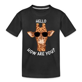 Giraffe Zoo Animal Giraffe Hello How Are You - Kids' Premium Organic T-Shirt - black - Front