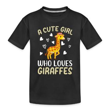 Zoo Animal Giraffe Une fille mignonne qui aime les girafes - T-shirt bio Premium Enfant - noir - Devant