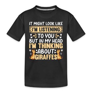 Je pense à Giraffes Zoo Giraffe - T-shirt bio Premium Enfant - noir - Devant