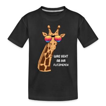 Giraffe Lustig Was Geht Ab Ihr Flitzpiepen Giraffe - Kinder Premium Bio T-Shirt - Schwarz - Vorne