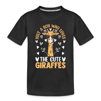 Girafe - Juste un garçon qui aime les girafes mignonnes - T-shirt bio Premium Enfant - noir - Devant