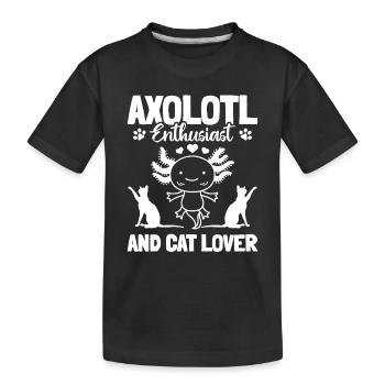 Axolotl Enthusiast And Cat Lover - Kinder Premium Bio T-Shirt - Schwarz - Vorne