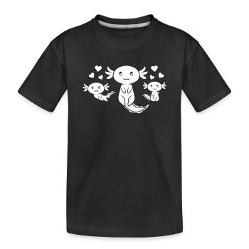Axolotl with Hearts Kawaii Axolotls - Kinder Premium Bio T-Shirt - Schwarz - Vorne