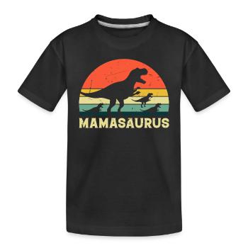 Mamasaurus with three Kids - Mama Dinosaur Mamasau - Kids' Premium Organic T-Shirt - black - Front