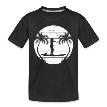 SUP Girl Sports Nautiques SUP - Coucher de soleil Stand Up Paddle - T-shirt bio Premium Enfant - noir - Devant