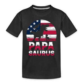 Papa Saurus Papa Dinosaure Drapeau américain Dino Papas - T-shirt bio Premium Enfant - noir - Devant