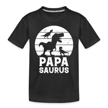 Papasaurus Papa Dinosaur Family Papa Dino Papa Sau - Kids' Premium Organic T-Shirt - black - Front