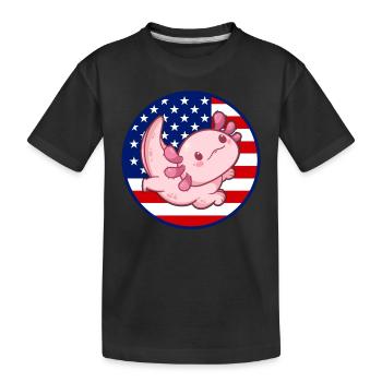 Axolotl American Flag Kawaii Axolotl US Flag Axolo - Kinder Premium Bio T-Shirt - Schwarz - Vorne