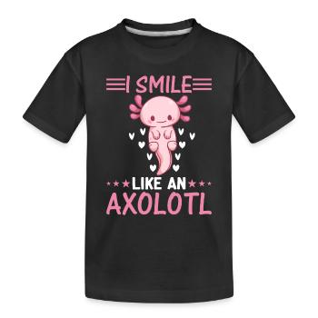 Cute Axolotl Lover Kawaii Axolotl - I Smile Like A - Kids' Premium Organic T-Shirt - black - Front